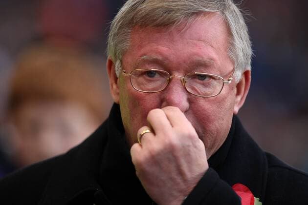 Football - Premier League - Aston Villa vs. Manchester United Alex Ferguson, coach of Manchester United at Villa Park