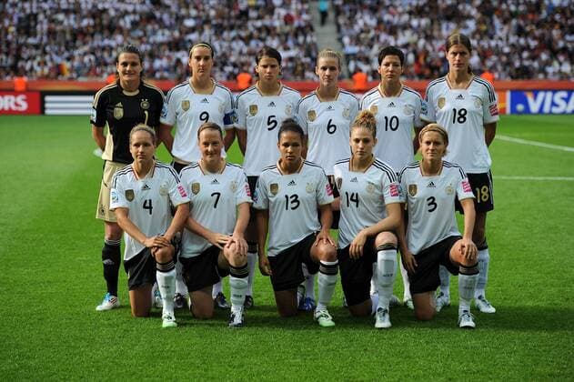 FUSSBALL FIFA FRAUEN WELTMEISTERSCHAFT 2011 GRUPPE A Deutschland 26.06.2011 Teamphoto Deutschland, hintere Reihe von links: Nadine ANGERER, Birgit PRINZ, Annike KRAHN, Simone LAUDEHR, Linda BRESONIK, Kerstin GAREFREKES Vorne, Babett PETER, Melanie BEHRINGER, Celia OKOYINO DA MBABI, Kim KULIG Saskia BARTUSIAK DFB