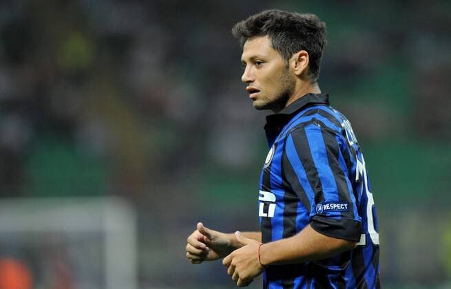 Mauro ZARATE (Inter) Milano 14 9 2011 Stadio Giuseppe Meazza Serie A 2011 2012 UEFA Champions League Football Calcio Inter Vs Trabzonspor allexsabba