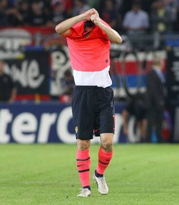 14.09 .2011 Basel , St Jakob Park Fussball UEFA Champions League Gruppenphase FC Basel - Otelul Galati (ROM) 2:1 Alexander Frei (FC Basel) Einzelbild , Aktion
