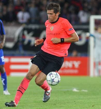 14.09 .2011 Basel , St Jakob Park Fussball UEFA Champions League Gruppenphase FC Basel - Otelul Galati (ROM) 2:1 Benjamin Huggel (FC Basel) Einzelbild , Aktion
