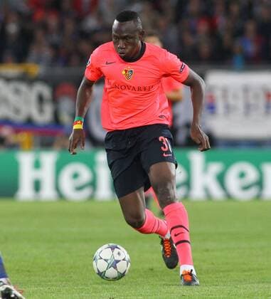 14.09 .2011 Basel , St Jakob Park Fussball UEFA Champions League Gruppenphase FC Basel - Otelul Galati (ROM) 2:1 Jacques Zoua (FC Basel) Einzelbild , Aktion