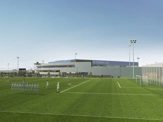 Manchester City Football Club has today submitted a planning application following a 6 week period of public consultation with local residents, crowds and other interested parties, for a proposed youth development and first team Academy in the Openshaw West area of East Manchester. There will be 15 full size and two half-size pitches in the Academy EDITORIAL USE ONLY. No use with unauthorised audio, video, data, fixture lists, club league logos or live services. Online in-match use limited to 120 images, no video emulation. No use in betting, games or single club league player publications. o0 Sportstätte Totale Computergrafik Grafik Modell Computermodell Umfeld Umgebung Trainingsplatz