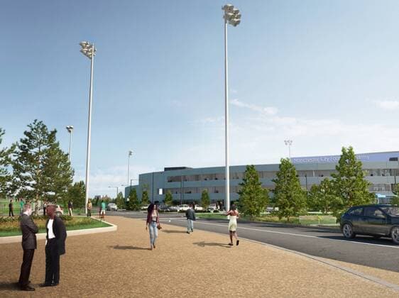 Manchester City Football Club has today submitted a planning application following a 6 week period of public consultation with local residents, crowds and other interested parties, for a proposed youth development and first team Academy in the Openshaw West area of East Manchester. The development will create a high-quality environment for staff and local people EDITORIAL USE ONLY. No use with unauthorised audio, video, data, fixture lists, club league logos or live services. Online in-match use limited to 120 images, no video emulation. No use in betting, games or single club league player publications. o0 Sportstätte Stadion Totale Computergrafik Grafik Modell Computermodell Umfeld Umgebung