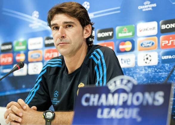 Aitor Karanka, assistant coach of Real Madrid CF, speaks to the media in a press conference before theUEFA Champions League match between his team - Valdebebas, Madrid, 26 09 2011