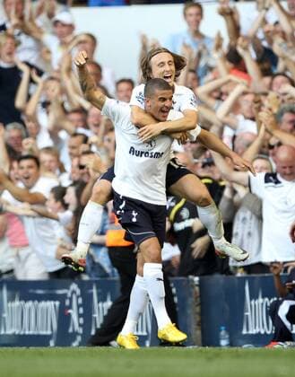 Tottenhams Kyle Walker celebrates scoring his sides second goal Barclays Premier League - Tottenham Hotspur vs. Arsenal FC London - 2nd October, 2011 EDITORIAL USE ONLY. No use with unauthorised audio, video, data, fixture lists, club league logos or live services. Online in-match use limited to 120 images, no video emulation. No use in betting, games or single club league player publications.