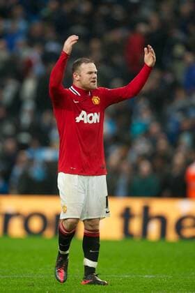 Manchester United s Wayne Rooney celebrates his side s 3-2 victory over Manchester City during the FA Cup 3rd Round match at the City of Manchester Stadium. xHOCHxZWEIx xPropagandax