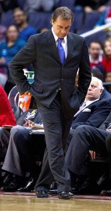 Jan. 20, 2012 - Washington, DC, USA - Washington Wizards Head Coach Flip Saunders, seen coaching the Wizards as they faced the Denver Nuggets at the Verizon Center in Washington, D.C., January 20, 2012, was fired Tuesday, January 24, 2012, and replaced by assistant Randy Wittman. WIZARDS-SAUNDERS - ZUMAm67