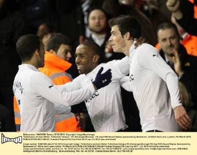 Tottenhams Jermain Defoe, Tottenham Hotspur - FC Stevenage Borough, FA Cup Fifth Round Replay sponsored by Budweiser, at White Hart Lane, London. 7th March 2012. EDITORIAL USE ONLY. No use with unauthorised audio, video, data, fixture lists, club league logos or live services. Online in-match use limited to 120 images, no video emulation. No use in betting, games or single club league player publications.