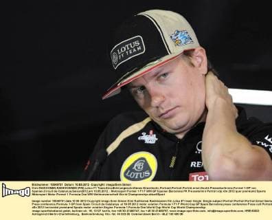 Kimi RAIKKONEN,RAEIKKOENEN (FIN),Lotus F1 Team,Einzelbild,angeschnittenes Einzelmotiv,Portraet,Portrait,Porträt,ernst,Gestik.Pressekonferenz,Formel 1:GP von Spanien,Circuit de Catalunya,Saison2012,am 10.05.2012.