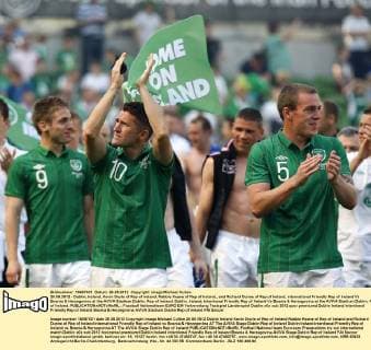 26.05.2012 - Dublin, Ireland, Kevin Doyle of Rep of Ireland, Robbie Keane of Rep of Ireland,, and Richard Dunne of Rep of Ireland, international Friendly Rep of Ireland Vs Bosnia & Herzegovina at the AVIVA Stadium Dublin, Rep of Ireland. Dublin, Ireland, Intentional Friendly Rep of Ireland Vs Bosnia & Herzegovina at the AVIVA Stadium Dublin, Rep of Ireland.