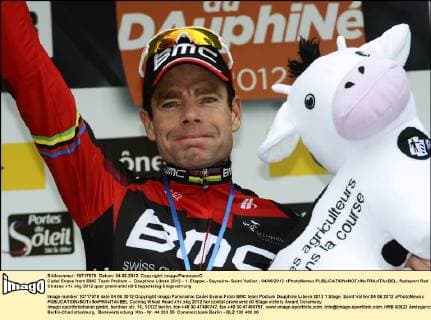 Cadel Evans from BMC Team Podium -- Dauphine Libere 2012 - 1. Etappe - Seyssins- Saint Vallier - 04 06 2012 xPhotoNewsx