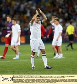 Englands Steven Gerarrd looks on dejected at the final whistle..Euro 2012 England v Italy, Olympic Stadium, Kiev, 24th June 2012. Pic David Klein SPORTIMAGE... EDITORIAL USE ONLY. No use with unauthorised audio, video, data, fixture lists, club league logos or live services. Online in-match use limited to 120 images, no video emulation. No use in betting, games or single club league player publications.