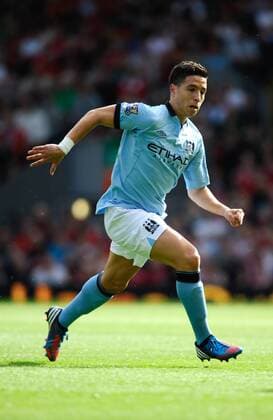 Samir Nasri of Manchester City.Barclays Premier League match between.Liverpool v Manchester City at Anfield, Liverpool on the 26th August 2012.Pic Simon Bellis Sportimage EDITORIAL USE ONLY. No use with unauthorised audio, video, data, fixture lists, club league logos or live services. Online in-match use limited to 120 images, no video emulation. No use in betting, games or single club league player publications.