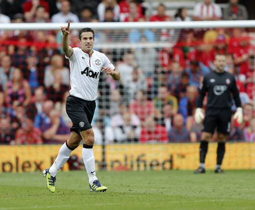 Manchester United s Robin Van Persie celebrates scoring his sides opening goal...Football - Southampton v Manchester United - Barclays Premier League - St Mary s - Season 12 13 - 2 9 12 ..Mandatory Credit: David Klein Sportimage..EDITORIAL USE ONLY. No use with unauthorized audio, video, data, fixture lists, club league logos or ?live? services. Online in-match use limited to 45 images, no video emulation. No use in betting, games or single club league player publications. Please contact your account representative for further details.... EDITORIAL USE ONLY. No use with unauthorised audio, video, data, fixture lists, club league logos or live services. Online in-match use limited to 120 images, no video emulation. No use in betting, games or single club league player publications.