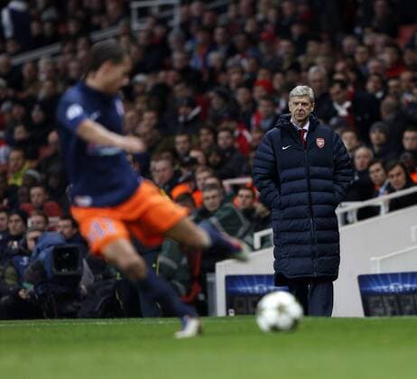 Arsenal s Arsene Wenger looks on . FC Arsenal London v HSC Montpellier -Champions League- Emirates Stadium, London- 21 11 12 - Picture DavidxKlein Sportimage EDITORIAL USE ONLY. No use with unauthorised audio, video, data, fixture lists, club league logos or live services. Online in-match use limited to 120 images, no video emulation. No use in betting, games or single club league player publications.