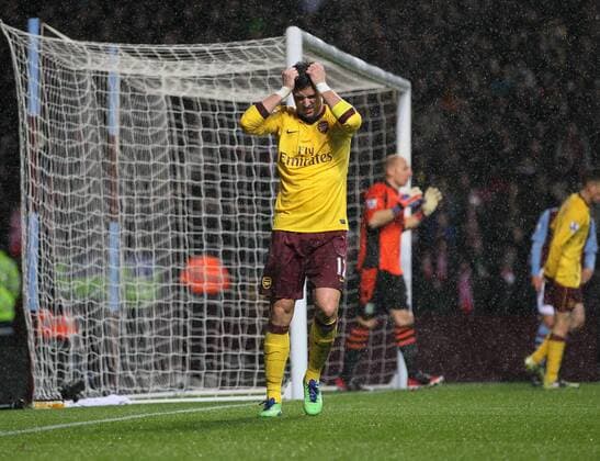 Arsenal s Olivier Giroud looks on dejected after a missed chance..Aston Villa v Arsenal FC London -Premier League- Villa Park, Brimingham- 24 11 12 - EDITORIAL USE ONLY. No use with unauthorised audio, video, data, fixture lists, club league logos or live services. Online in-match use limited to 120 images, no video emulation. No use in betting, games or single club league player publications.