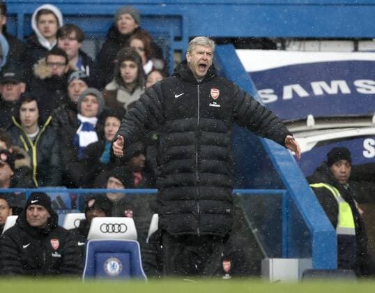 Arsene Wenger Manager of Arsenal - Barclays Premier League - Chelsea FC vs FC Arsenal - Stamford Bridge Stadium - London- 20 1 13 EDITORIAL USE ONLY. No use with unauthorised audio, video, data, fixture lists, club league logos or live services. Online in-match use limited to 120 images, no video emulation. No use in betting, games or single club league player publications.