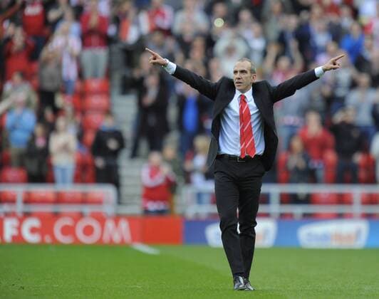 Sunderland manager Paolo Di Canio celebrates at the final whistle - Barclays Premier League - AFC Sunderland vs FC Everton - Stadium of Light - Sunderland - 20 04 13 - EDITORIAL USE ONLY. No use with unauthorised audio, video, data, fixture lists, club league logos or live services. Online in-match use limited to 120 images, no video emulation. No use in betting, games or single club league player publications.