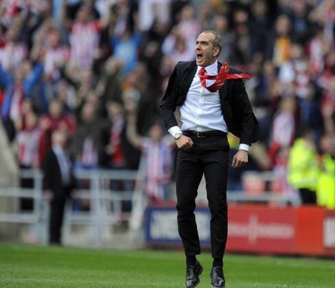 Sunderland manager Paolo Di Canio celebrates at the final whistle - Barclays Premier League - Sunderland vs Everton - Stadium of Light - Sunderland - 20 04 13 - Picture Richard Lee Sportimage EDITORIAL USE ONLY. No use with unauthorised audio, video, data, fixture lists, club league logos or live services. Online in-match use limited to 120 images, no video emulation. No use in betting, games or single club league player publications.
