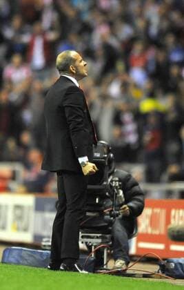 Sunderland manager Paolo Di Canio celebrates their first goal and equaliser - Barclays Premier League - Sunderland vs Stoke City - Stadium of Light - Sunderland - 06 05 13 - Picture Richard Lee Sportimage EDITORIAL USE ONLY. No use with unauthorised audio, video, data, fixture lists, club league logos or live services. Online in-match use limited to 120 images, no video emulation. No use in betting, games or single club league player publications.