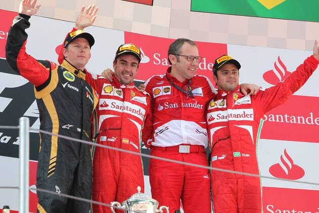 Fernando Alonso, Scuderia Ferrari, Sieger vor Kimi Raikkonen, Lotus F1 Team, und Felipe Massa, Scuderia Ferrari, formula 1 GP, Spanien in Barcelona 12.05.2013 Photo:mspb Lukas Gorys Fernando Alonso, Sieger, Kimi Raikkonen, Felipe Massa, formula 1 GP, Spanien, RV RACING PRESS