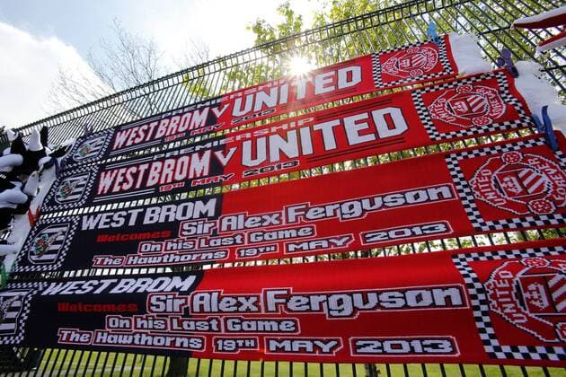 Scarves for Sir Alex Ferguson s last game - Barclays Premier League - West Bromwich Albion vs Manchester United - The Hawthrowns - West Bromwich - 19 05 2013 - Pic David Klein Sportimage EDITORIAL USE ONLY. No use with unauthorised audio, video, data, fixture lists, club league logos or live services. Online in-match use limited to 120 images, no video emulation. No use in betting, games or single club league player publications.