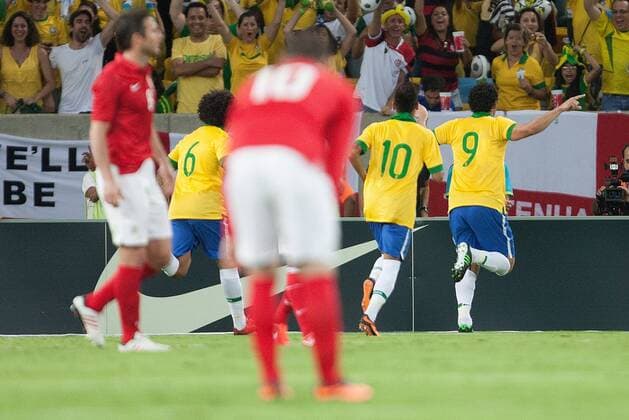 Football - International Friendly - Brazil vs. England Fred of Brazil celebrates scoring his side s first goal at the Maracana Stadium, Rio de Janeiro