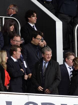 Tottenham Hotspur v Norwich City . . London, UK . . 14.09.2013 Comedians Stephen Mangan, Michael McIntyre and England manager Roy Hodgson at the match.