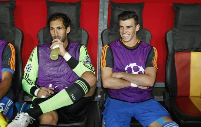Champions League match played between Real Madrid and Galatasaray Istanbul. In this picture, Diego Lopez and Gareth Bale. xBEATRIZxGUZMANx