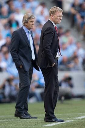 David Moyes, manager of Manchester United watches on - Manchester City vs Manchester United - Barclay s Premier League - Etihad Stadium - Manchester - 22 09 2013 Pic Philip Oldham Sportimage EDITORIAL USE ONLY. No use with unauthorised audio, video, data, fixture lists, club league logos or live services. Online in-match use limited to 120 images, no video emulation. No use in betting, games or single club league player publications.