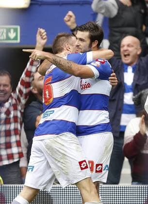 QPR s Charlie Austin celebrates scoring his sides opening goal QPR v Barnsley - Npower Championship - Loftus Road - London - England -05 10 2013 - Pic David Klein Sportimage EDITORIAL USE ONLY. No use with unauthorised audio, video, data, fixture lists, club league logos or live services. Online in-match use limited to 120 images, no video emulation. No use in betting, games or single club league player publications.