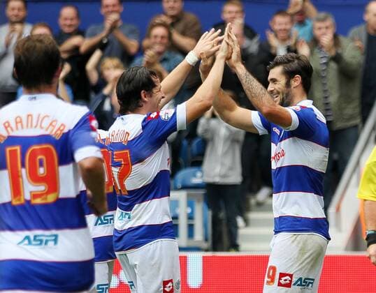 QPR s Charlie Austin celebrates scoring his sides second goal QPR v Barnsley - Npower Championship - Loftus Road - London - England -05 10 2013 - Pic David Klein Sportimage EDITORIAL USE ONLY. No use with unauthorised audio, video, data, fixture lists, club league logos or live services. Online in-match use limited to 120 images, no video emulation. No use in betting, games or single club league player publications.
