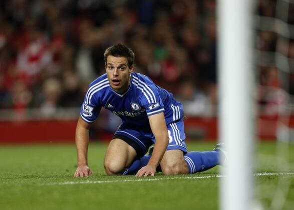 Chelsea s Cesar Azpilicueta celebrates scoring his sides opening goal Arsenal v Chelsea - Capital One Cup Fourth Round - The Emirates - London - England -29 10 2013 - Pic David Klein Sportimage EDITORIAL USE ONLY. No use with unauthorised audio, video, data, fixture lists, club league logos or live services. Online in-match use limited to 120 images, no video emulation. No use in betting, games or single club league player publications.