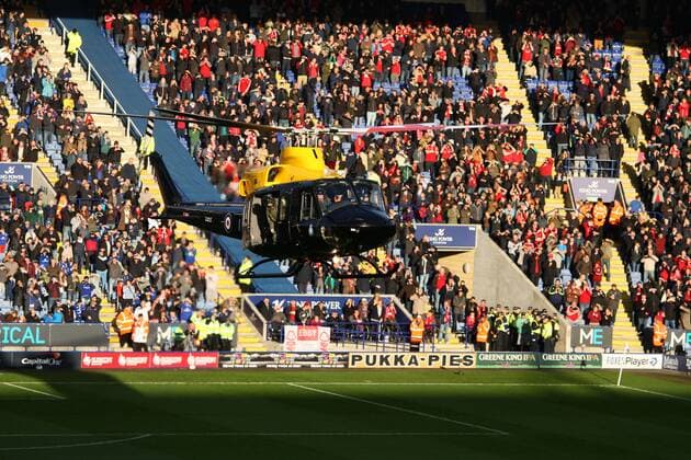 Leicester City v Nottingham Forest . . Leicester, UK . . 10.11.2013 The matchball was delivered to the King Power Stadium by on RAF helicopter, on the Saturday before Remembrance Sunday.