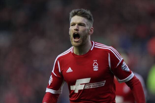 Leicester City v Nottingham Forest . . Leicester, UK . . 10.11.2013 Jamie Mackie (NF) celebrates scoring a goal for Forest. 0-2