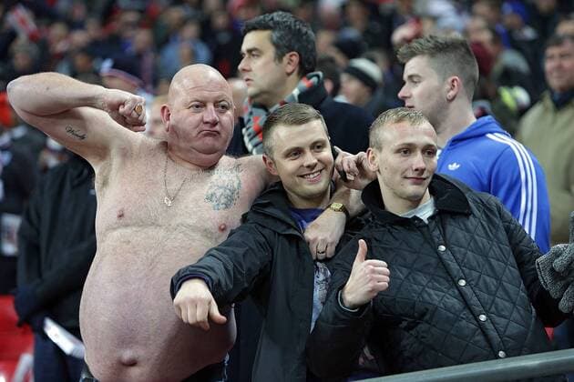 19.11.2013, xovx, Fussball Freundschaftsspiel England, Englische Fussballfans, Portrait.