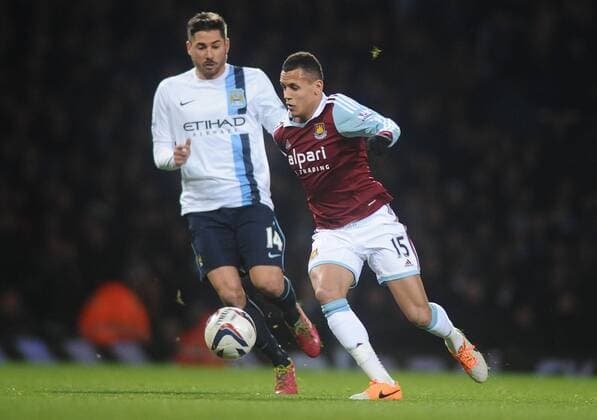 Football - 2013 2014 Capital One League Cup - Semi-Final: West Ham United vs. Manchester City West Ham s Ravel Morrison and Javi Garcia at Upton Park. COLORSPORT ANDREW COWIE