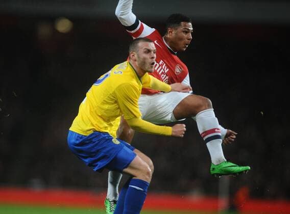 Football - 2013 2014 FA Cup - Fourth Round: Arsenal vs. Coventry City Arsenal s Serge Gnabry at The Emirates. COLORSPORT ANDREW COWIE