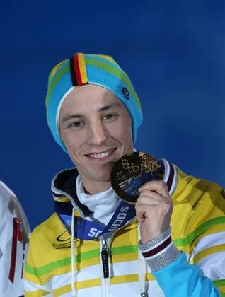 Sotschi, Olympia, Olympische Winterspiele 2014, Olympic winter games,sochi, 13.02.2014, Siegerehrung, Medals Plaza, Sotschi, Eric Frenzel, Deutschland, Medal Ceremony, Nordic combined 10KM, 10km Nordische Kombination, Gold Medaille, Copyright Gladys Chai von der Laage