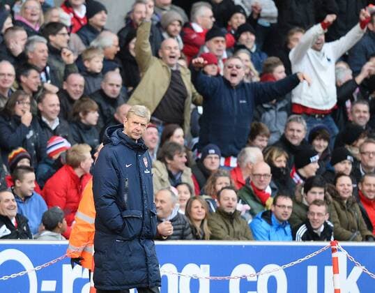 Arsene Wenger Manager of Arsenal- Barclays Premier League - Stoke City vs Arsenal FC London - Britannia Stadium - Stoke - England - 29th February 2014 - EDITORIAL USE ONLY. No use with unauthorised audio, video, data, fixture lists, club league logos or live services. Online in-match use limited to 120 images, no video emulation. No use in betting, games or single club league player publications.