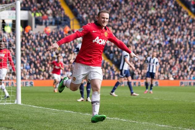 Wayne Rooney of Manchester United celebrates scoring his sides second goal - Barclays Premier League - West Bromwich Albion vs. Manchester United - The Hawthorns - Birmingham - England - 8th March 2014 - Picture Philip Oldham Sportimage EDITORIAL USE ONLY. No use with unauthorised audio, video, data, fixture lists, club league logos or live services. Online in-match use limited to 120 images, no video emulation. No use in betting, games or single club league player publications.