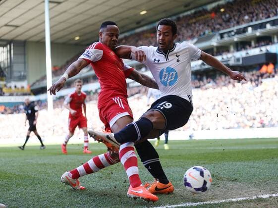 Tottenham s Mousa Dembele tussles with Southampton s Nathaniel Clyne Tottenham Hotspur vs Southampton - Premier League - White Hart Lane - London - England - 23 03 2014 - Pic David Klein Sportimage EDITORIAL USE ONLY. No use with unauthorised audio, video, data, fixture lists, club league logos or live services. Online in-match use limited to 120 images, no video emulation. No use in betting, games or single club league player publications.