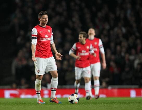 Arsenal s Olivier Giroud looks on dejected after going 1-0 down Arsenal vs Swansea City - Premier League - Emirates Stadium- London - England - 25 03 2014 - Pic David Klein Sportimage EDITORIAL USE ONLY. No use with unauthorised audio, video, data, fixture lists, club league logos or live services. Online in-match use limited to 120 images, no video emulation. No use in betting, games or single club league player publications.