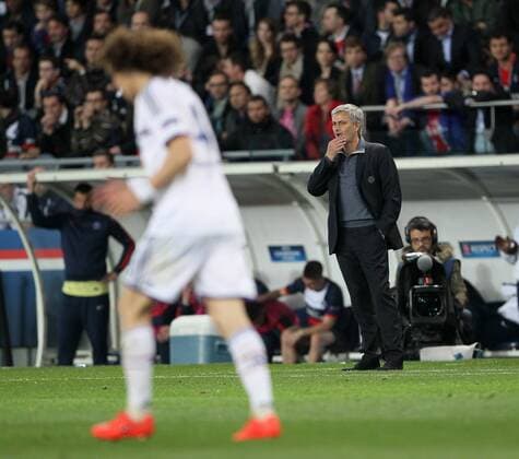 Chelsea s Jose Mourinho looks on dejected Paris Saint Germain vs Chelsea - Champions League - Parc Des Princes- Paris - France - - Pic DavidKlein Sportimage EDITORIAL USE ONLY. No use with unauthorised audio, video, data, fixture lists, club league logos or live services. Online in-match use limited to 120 images, no video emulation. No use in betting, games or single club league player publications.