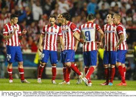 Atletico Emotionen, enttäuscht, Enttäuschung, Frust, frustriert, Trauer ,traurig, verzweifelt, Verzweiflung REAL MADRID - ATLETICO MADRID ( 4- 1)n. V. Fussball UEFA Champions League, Finale, im Stadion Estadio da Luz Lissabon am 24.05.2014 CL Saison 2013 2014
