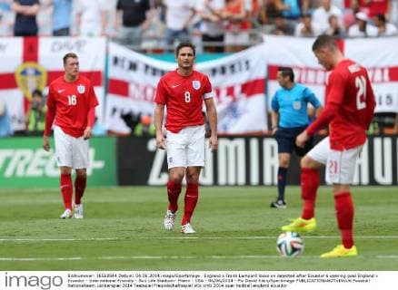 England s Frank Lampard looks on dejected after Ecuador s opening goal England v Ecuador - International Friendly - Sun Life Stadium- Miami - USA - 04 06 2014 - Pic David Klein Sportimage EDITORIAL USE ONLY. No use with unauthorised audio, video, data, fixture lists, club league logos or live services. Online in-match use limited to 120 images, no video emulation. No use in betting, games or single club league player publications.