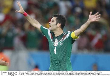 Rafael MARQUEZ, Mex 4 Torschuss, schiesst das Tor zum 1-0 Jubel, Freude, Emotionen, Feiern, Lachen, jubelt, freuen, reisst die Arme hoch, ballt die Faust KROATIEN - MEXIKO FIFA Fussball WM Weltmeisterschaft am 23.06.2014 Arena Pernambuco in RECIFE
