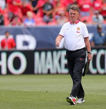 Manchester United s Louis Van Gaal looks on - International Champions Cup 2014 - AS Roma v Manchester United - Sports Authority Field - Denver - USA - 26th July 2014 - Picture David Klein Sportimage EDITORIAL USE ONLY. No use with unauthorised audio, video, data, fixture lists, club league logos or live services. Online in-match use limited to 120 images, no video emulation. No use in betting, games or single club league player publications.
