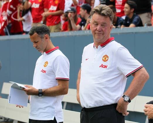 Manchester United s Louis Van Gaal looks on with Ryan Giggs - International Champions Cup 2014 - AS Roma v Manchester United - Sports Authority Field - Denver - USA - 26th July 2014 - Picture David Klein Sportimage EDITORIAL USE ONLY. No use with unauthorised audio, video, data, fixture lists, club league logos or live services. Online in-match use limited to 120 images, no video emulation. No use in betting, games or single club league player publications.